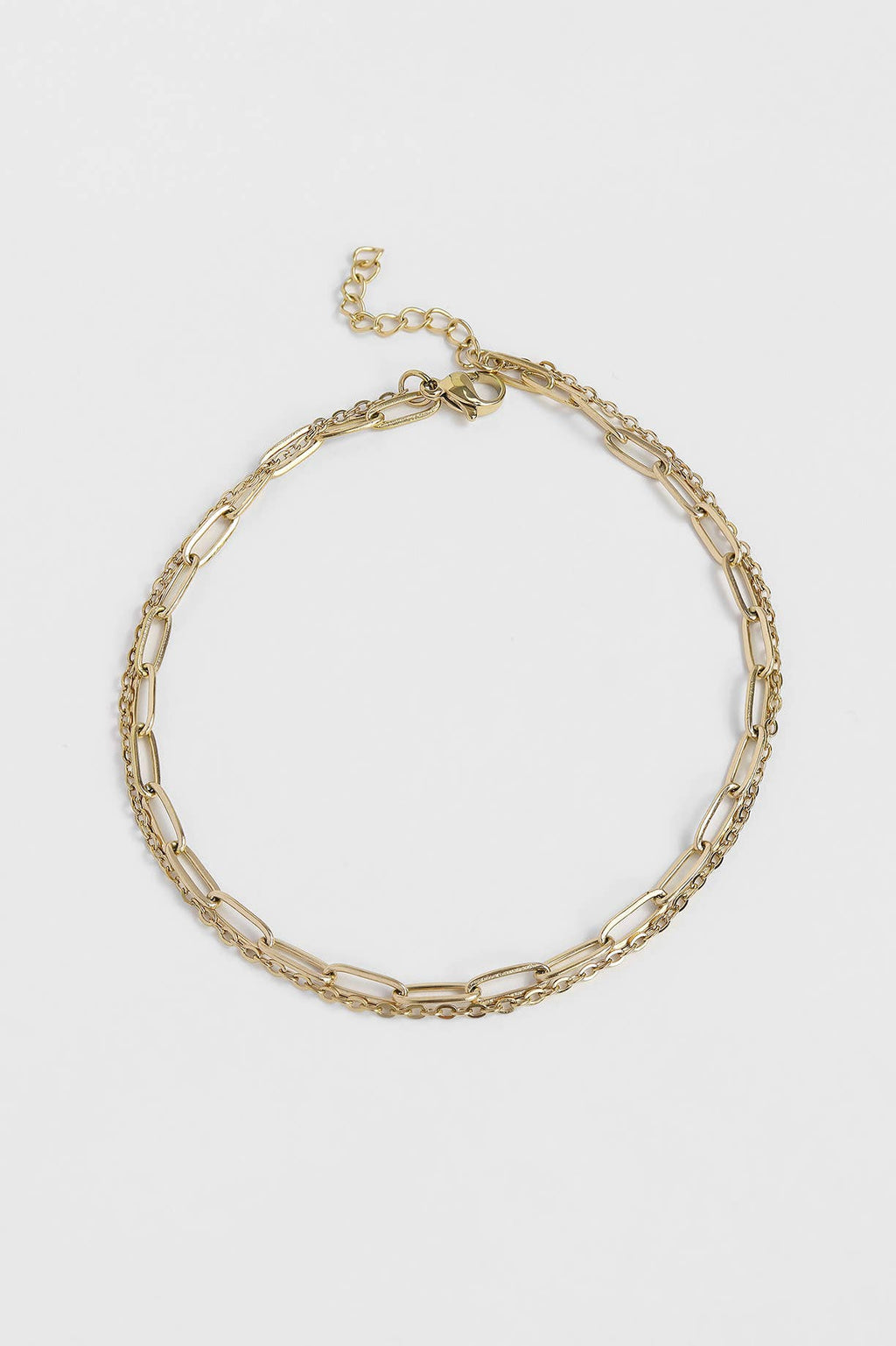 2 Row Stainless Steel Loop and Paperclip Chain Anklet