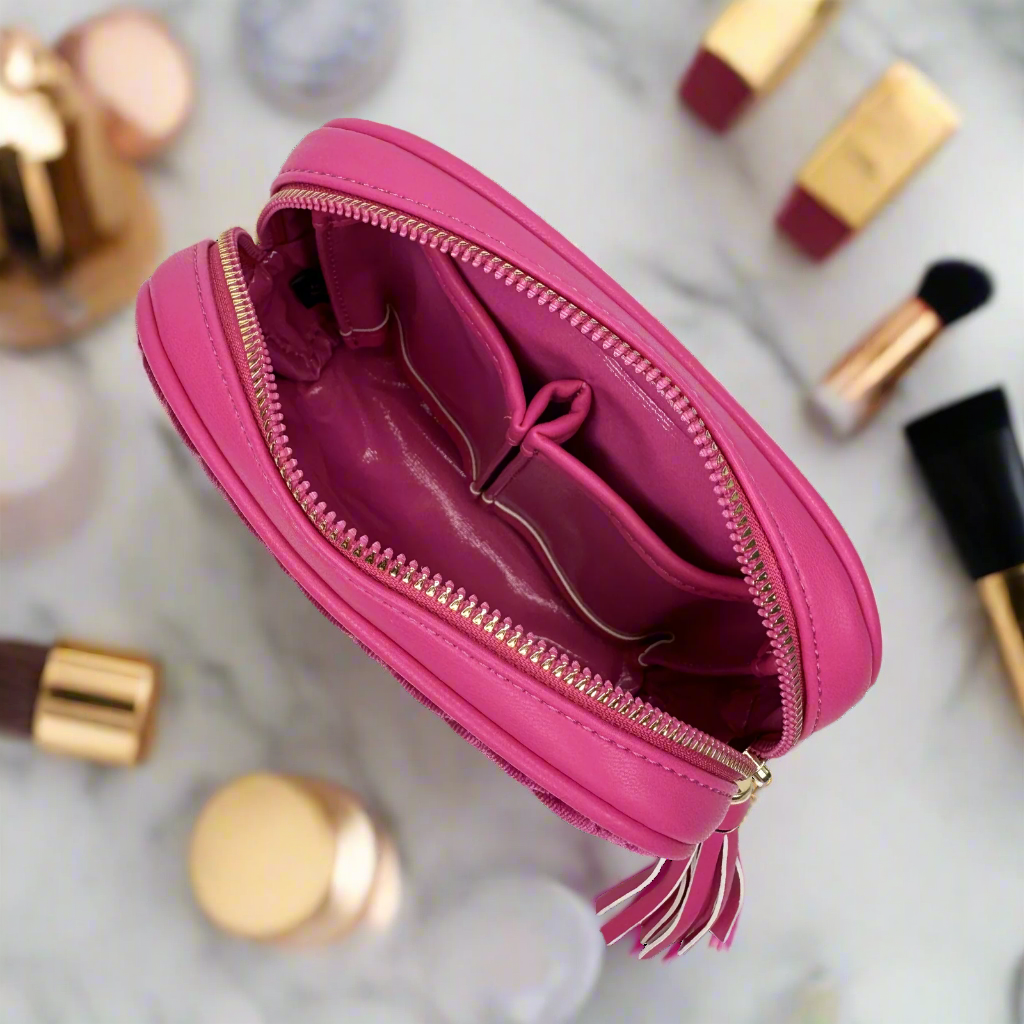 Glam Makeup Case Fuchsia Velvet - PurseN