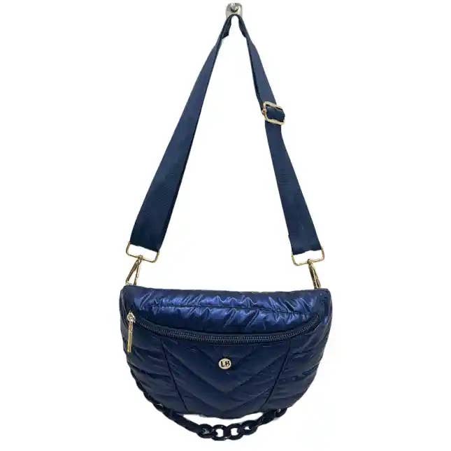 Nina puffer Crossbody Shoulder Belt Bag Sapphire Navy Blue