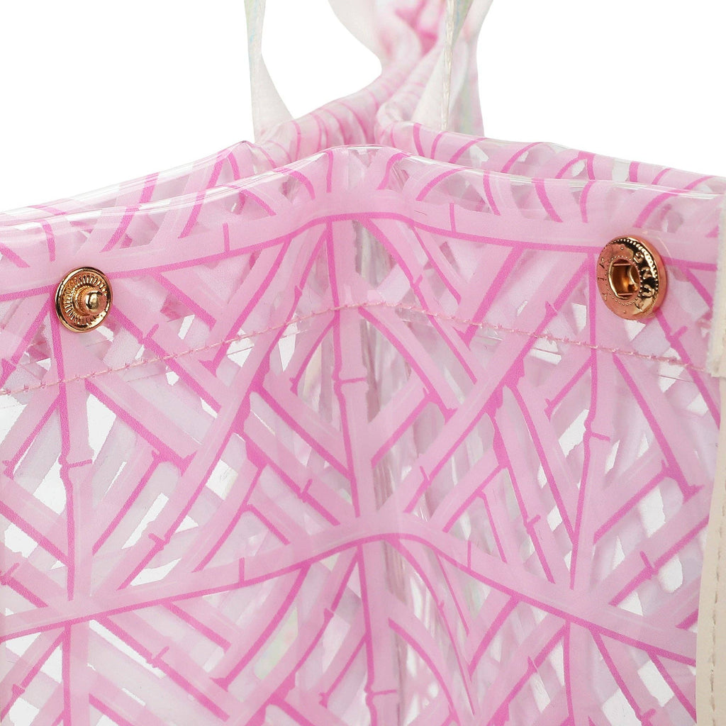 Pink Geo Tile Clear Vinyl Tote Bag