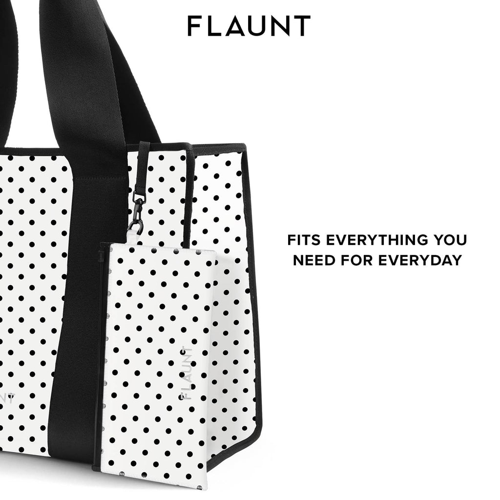 White Polka Dot Everyday Tote Bag with Pouch