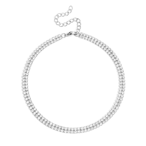18K Gold PVD Stainless Steel Double Row Rhinestone Anklet
