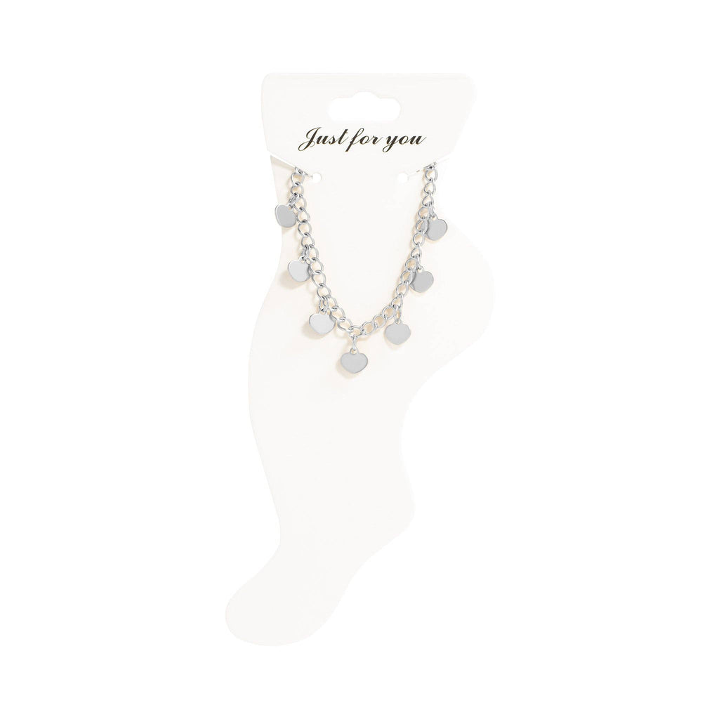 18K Gold PVD Stainless Steel Dangle Hearts Charm Anklet