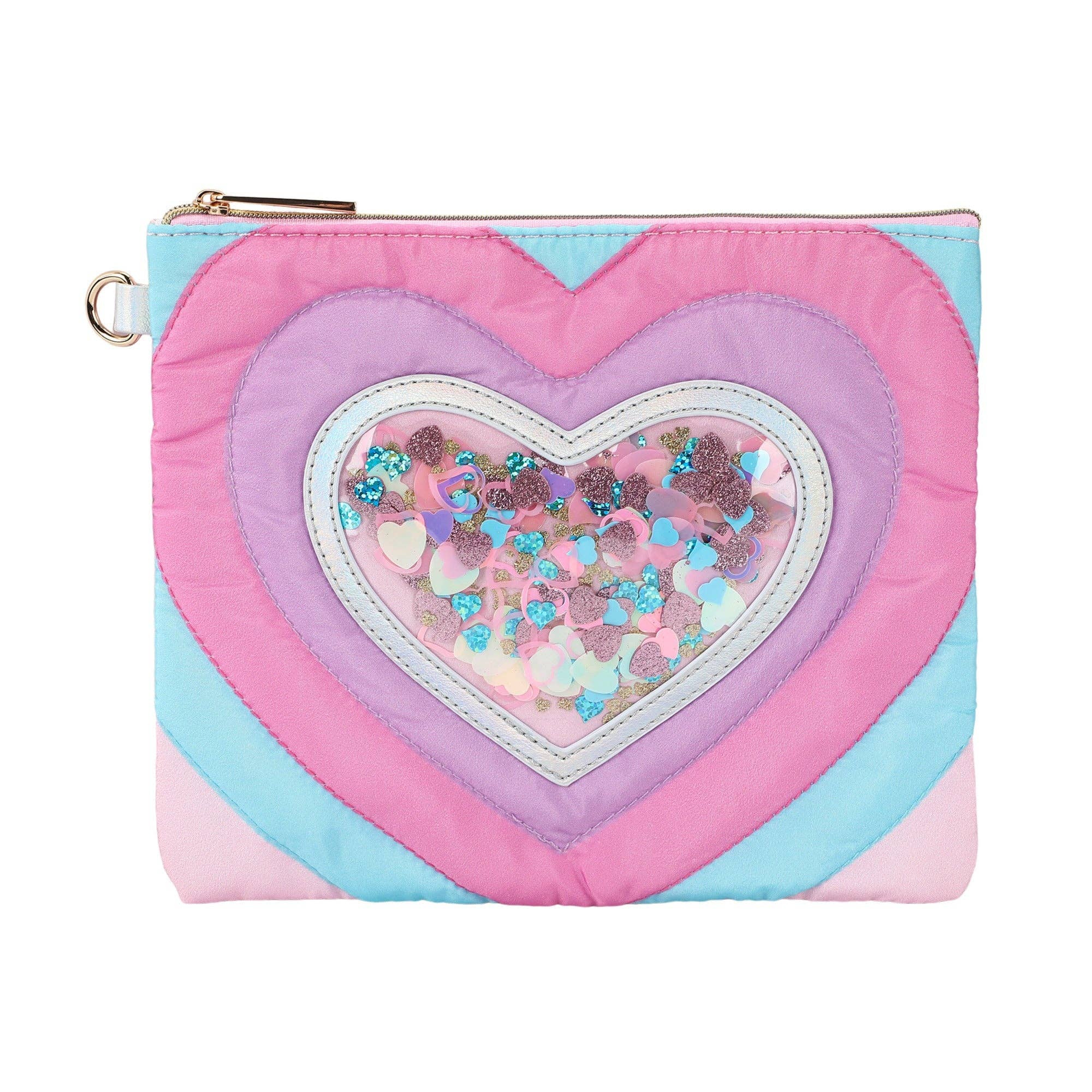 "Taylor" Quilted Hearts Confetti Pencil Pouch