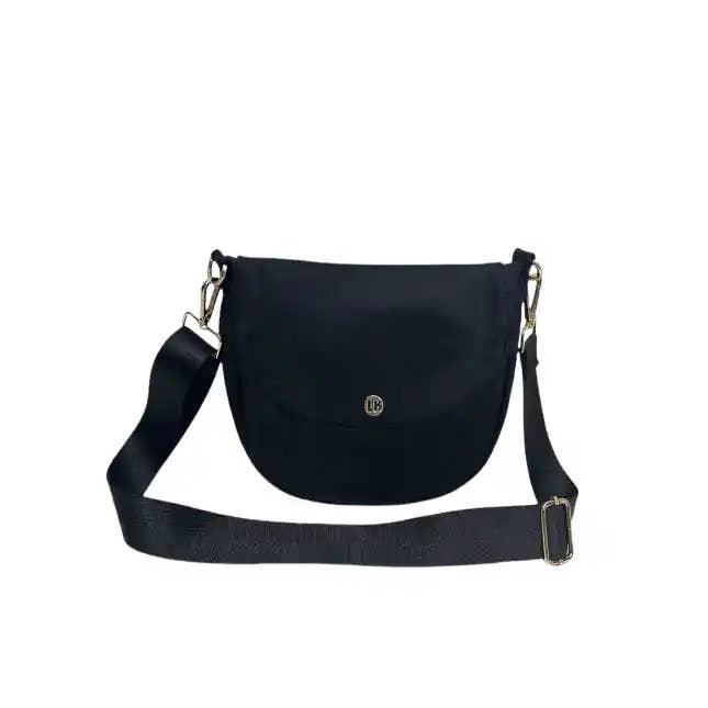 Angelina Nylon Crossbody Shoulder Belt Bag Black LARGE