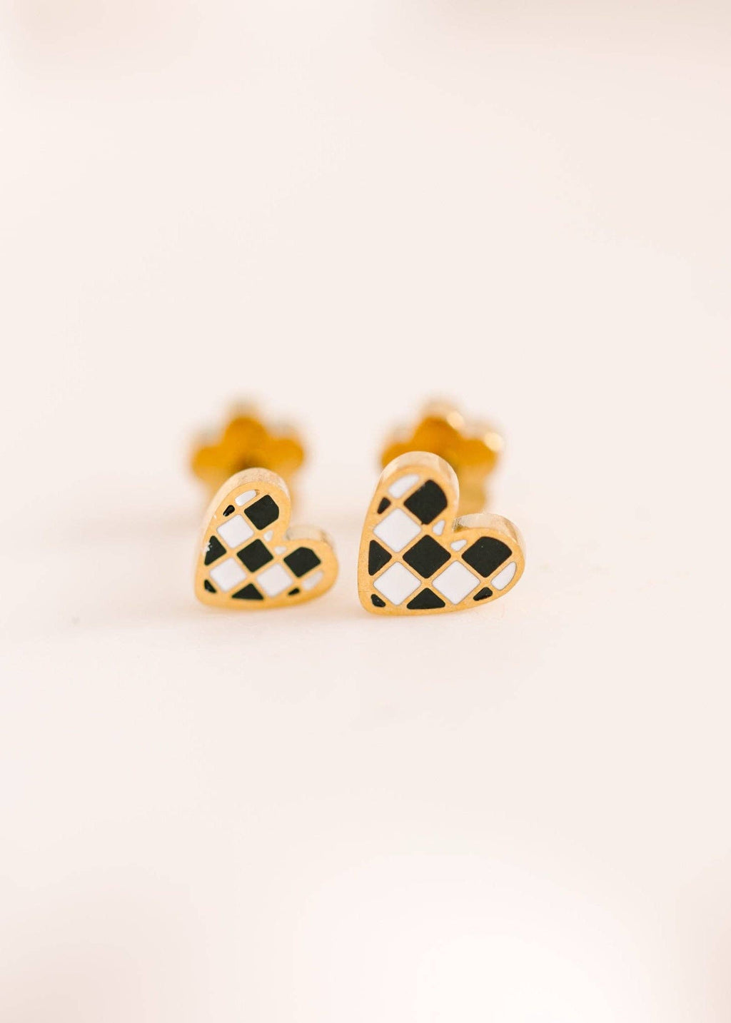 Tiny Black/White Checkered Heart
