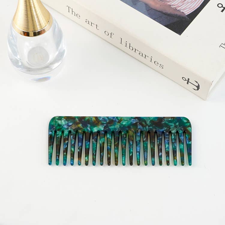 Marbled Acetate Wide-Tooth Hair Comb