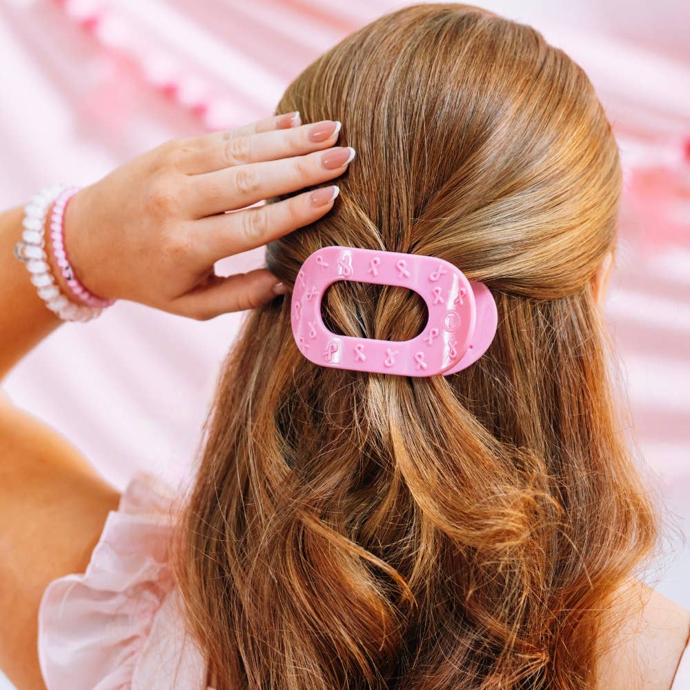 Pink Ribbon | Medium | Flat Round Clip