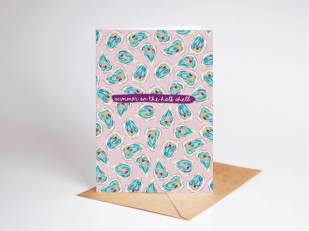 Summer on the Half Shell Oyster Beach Coastal Greeting Card