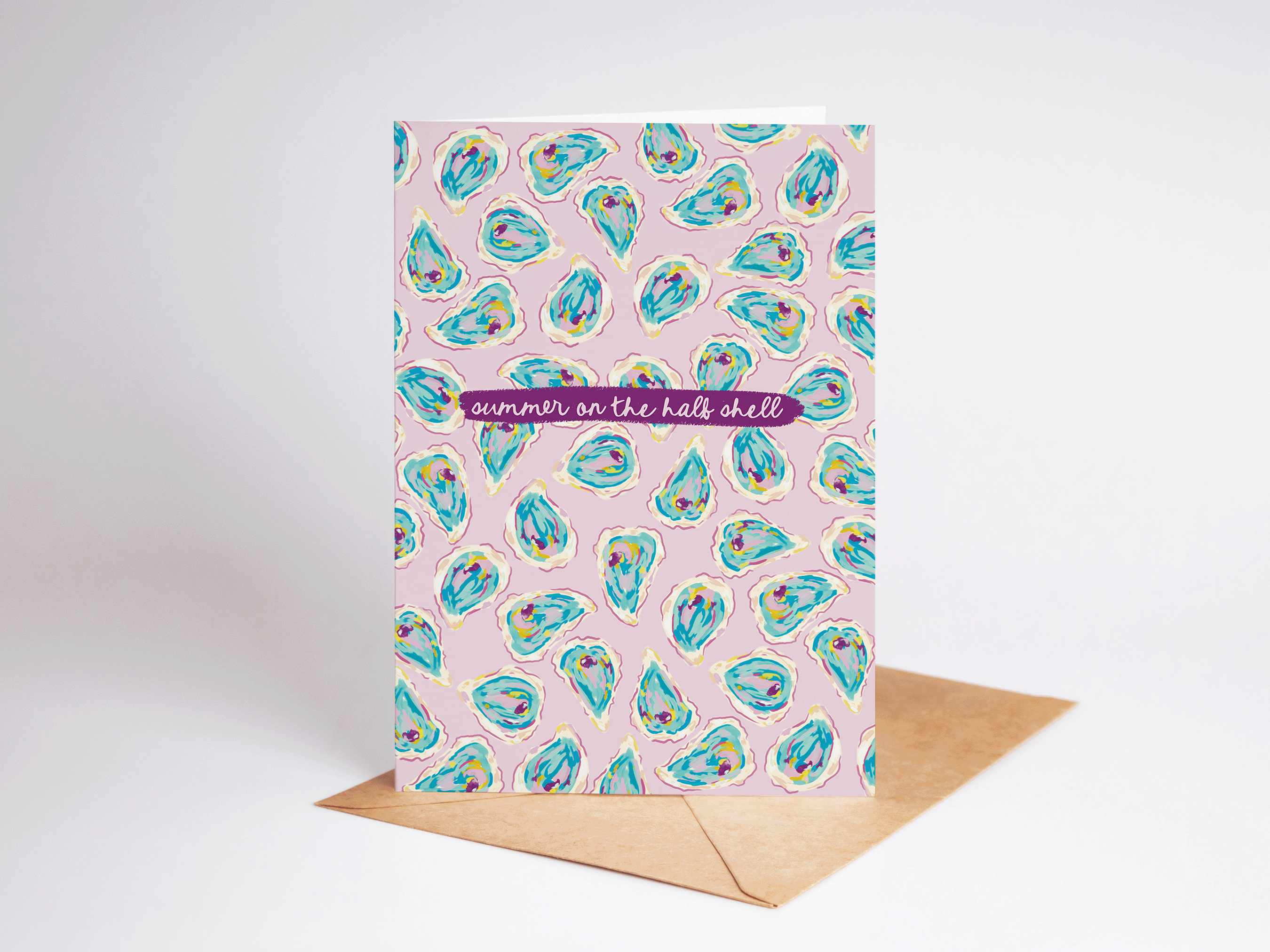 Summer on the Half Shell Oyster Beach Coastal Greeting Card