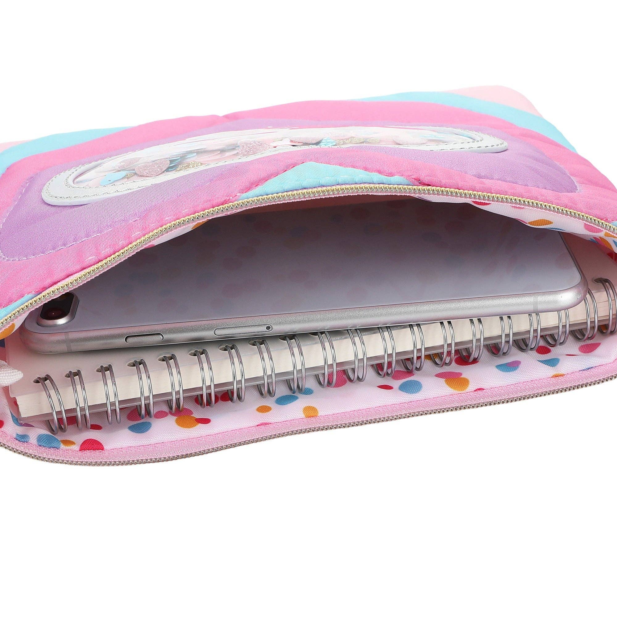 "Taylor" Quilted Hearts Confetti Pencil Pouch