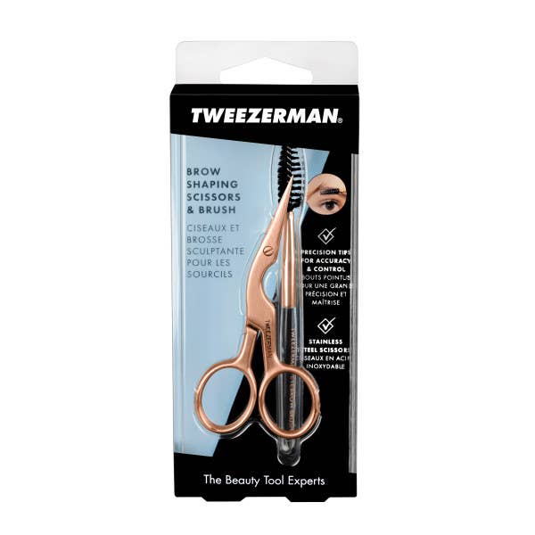 Tweezerman Rose Gold Brow Shaping Scissors and Brush