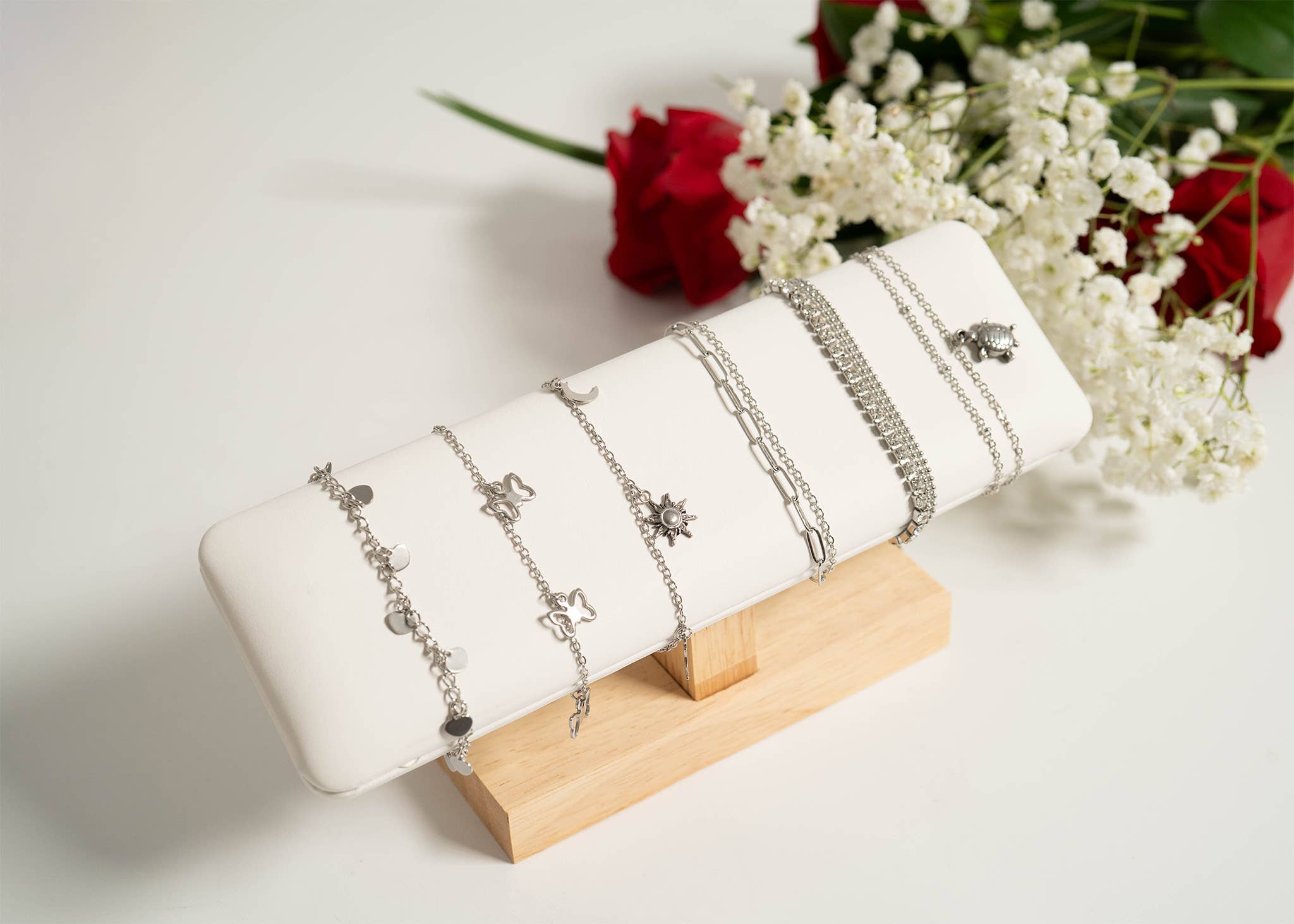 2 Row Stainless Steel Loop and Paperclip Chain Anklet