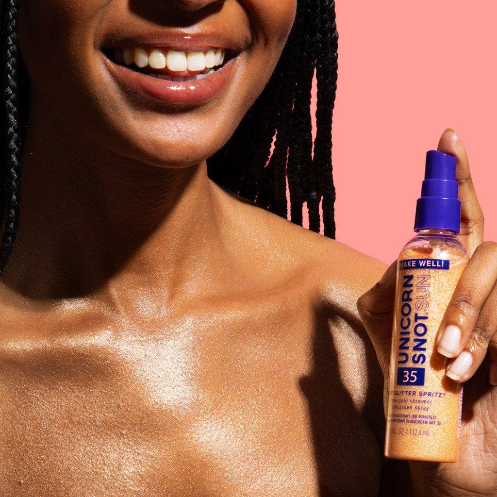 SPF 35 Glitter Spritz | Sunscreen Spray | Rose Gold Shimmer
