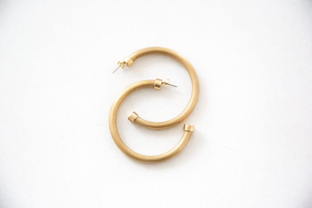 Brushed Gold Lightweight Hoop Earrings