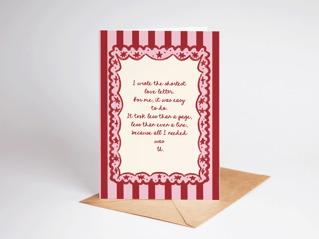 Shortest Love Letter Romance Poem Greeting Card