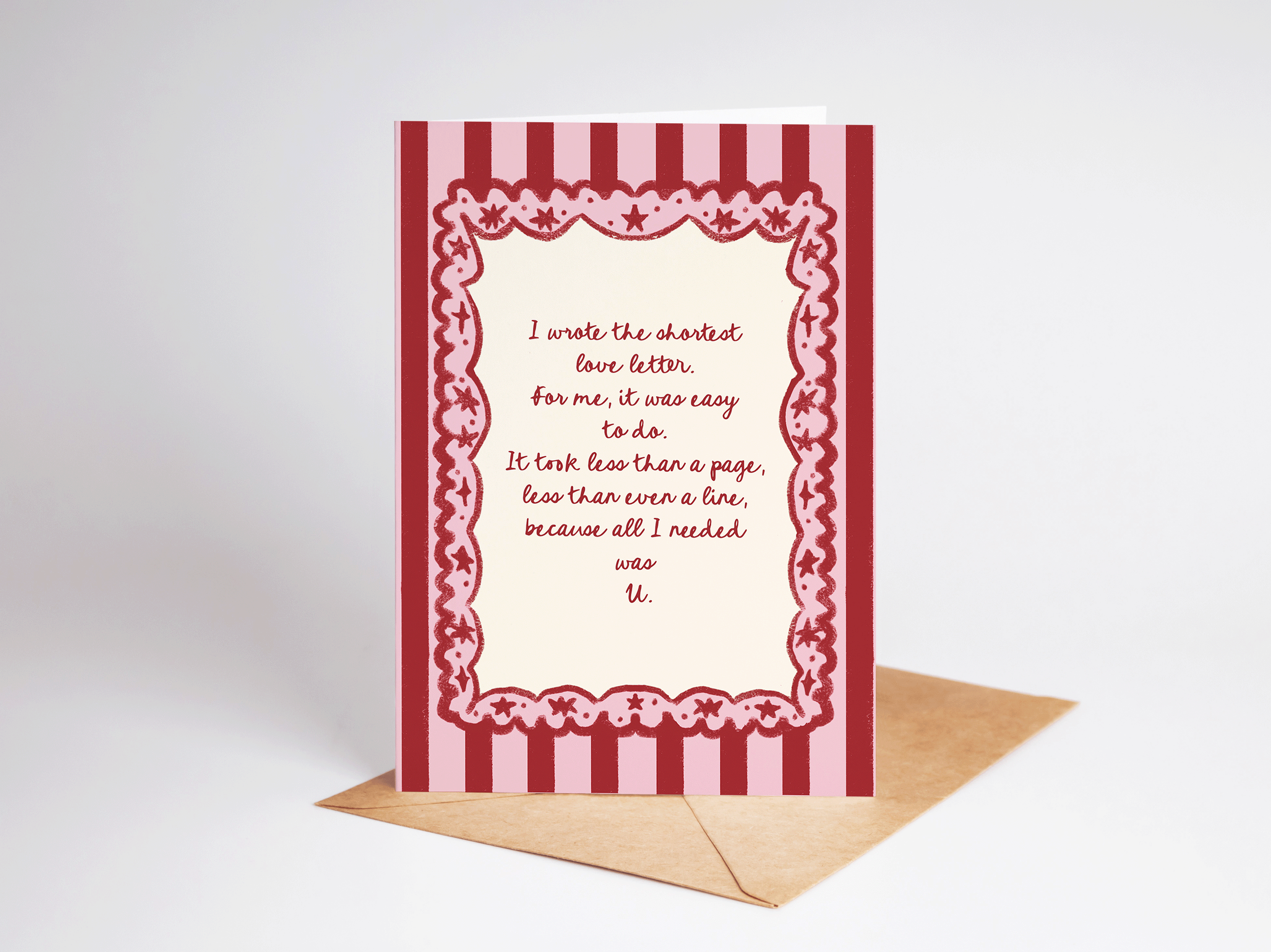 Shortest Love Letter Romance Poem Greeting Card