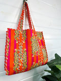 Quilted Tiger Print Tote Bag | Large Travel Bag | Gifts